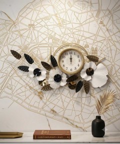 White And Gold And Bronze Wall Clock